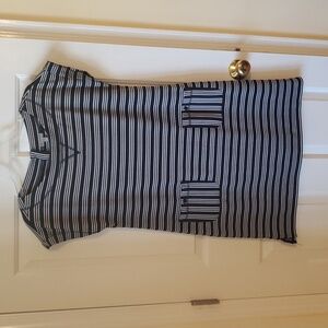 Talbots Black & White Stripe Dress size: MP